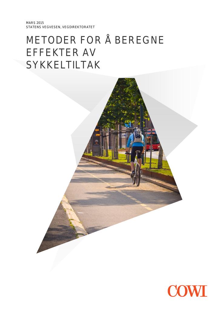 Forsiden av dokumentet Metoder for å beregne effekter av sykkeltiltak