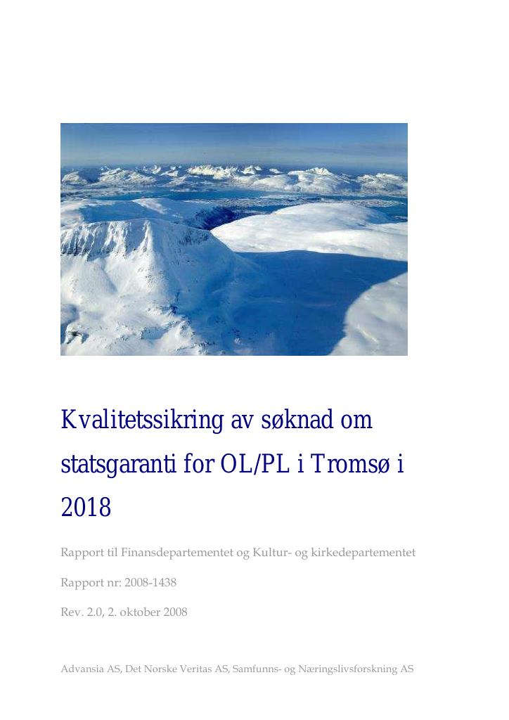 Forsiden av dokumentet OL i Tromsø 2018