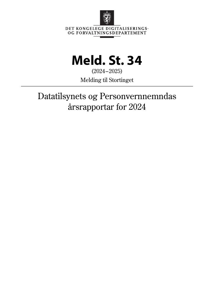 Forsiden av dokumentet Meld. St. 34 (2024–2025)
