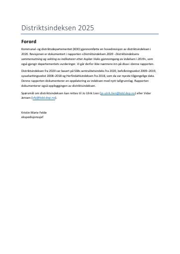 Forsiden av dokumentet Distriktsindeksen 2025