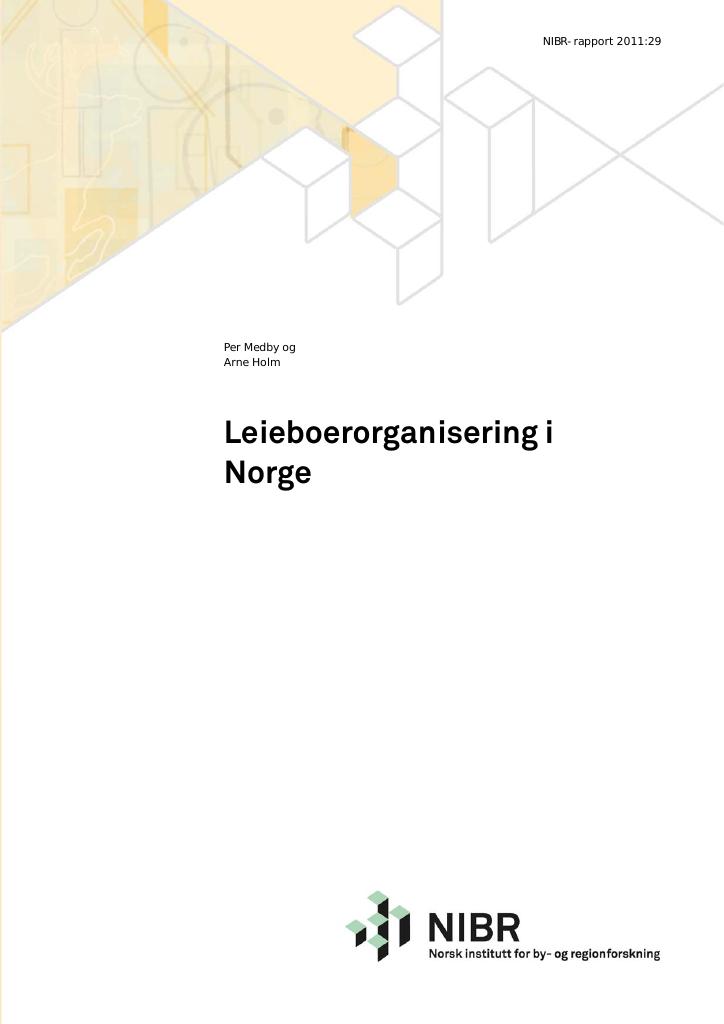 Forsiden av dokumentet Leieboerorganisering i Norge