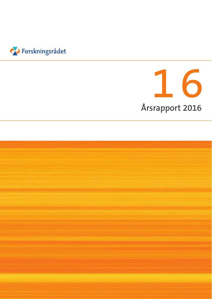 Forsiden av dokumentet Årsrapport 2016 - Forskningsrådet