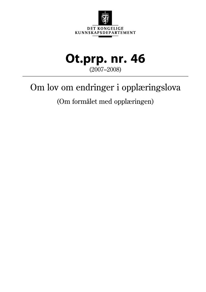 Forsiden av dokumentet Ot.prp. nr. 46 (2007-2008)