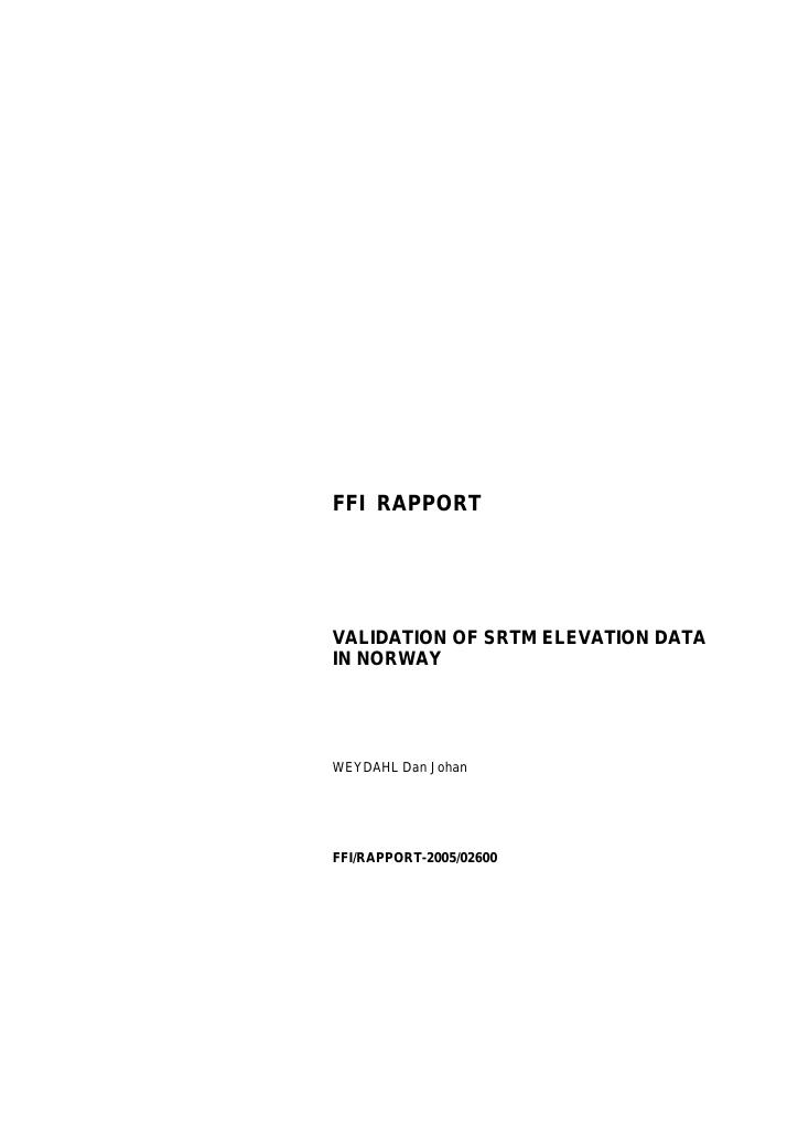 Forsiden av dokumentet Validation of SRTM elevation data in Norway