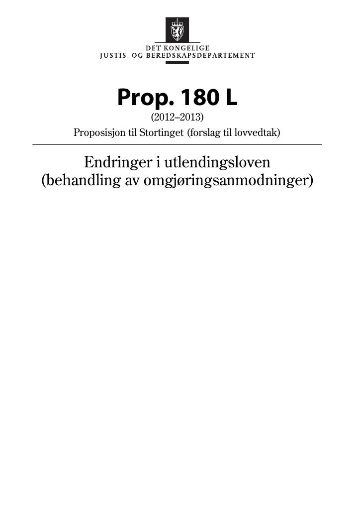 Forsiden av dokumentet Prop. 180 L (2012–2013)