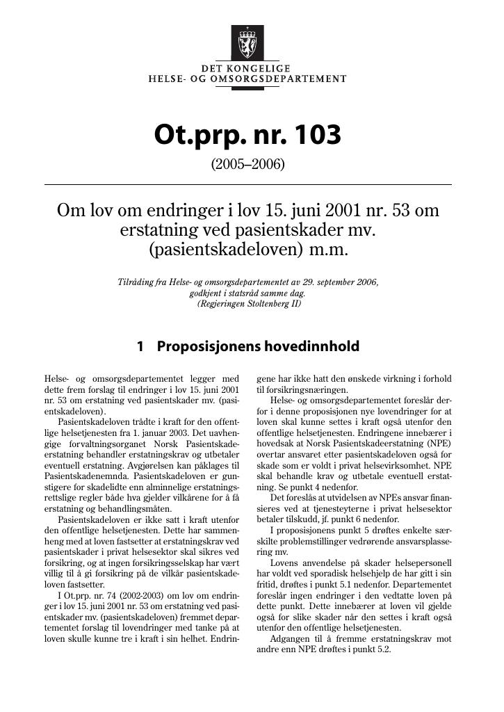 Forsiden av dokumentet Ot.prp. nr. 103 (2005-2006)