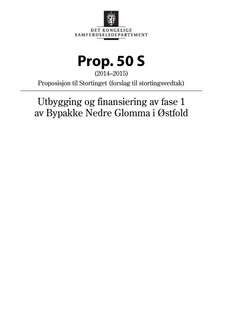 Forsiden av dokumentet Prop. 50 S (2014-2015)