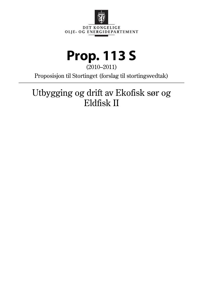 Forsiden av dokumentet Prop. 113 S (2010–2011)