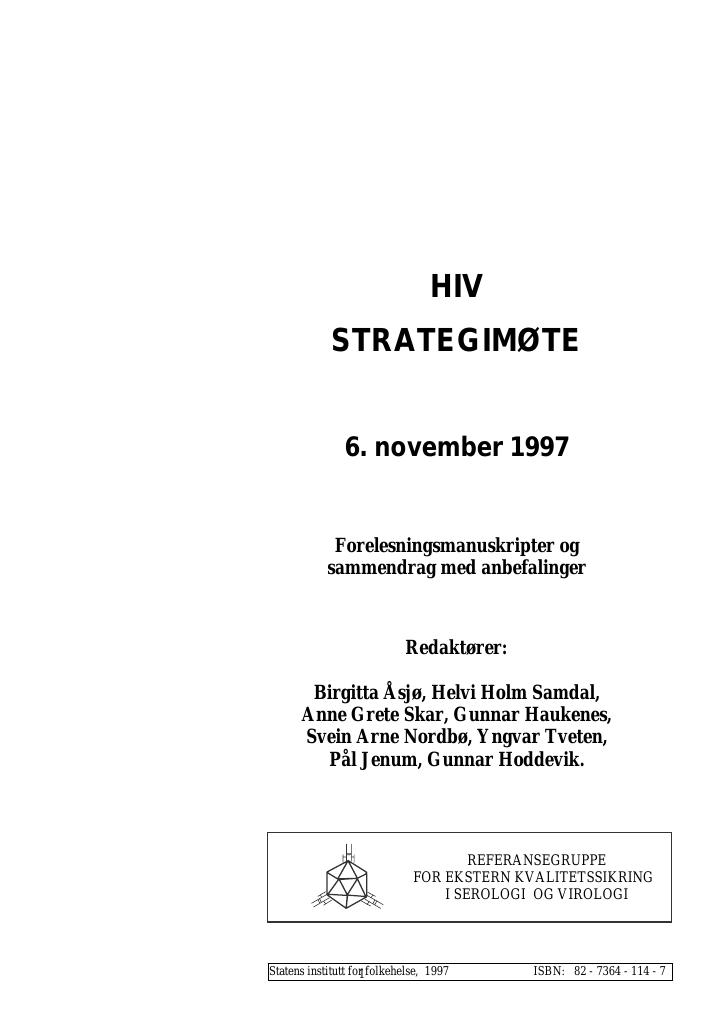 Forsiden av dokumentet Strategimøte 1997: HIV