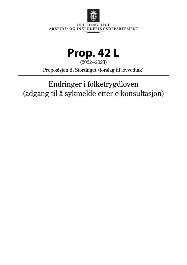 Forsiden av dokumentet Prop. 42 L (2022–2023)