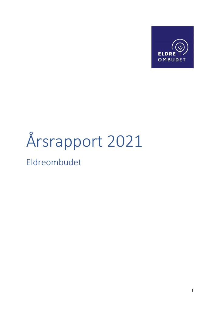 Forsiden av dokumentet Årsrapport Eldreombudet 2021