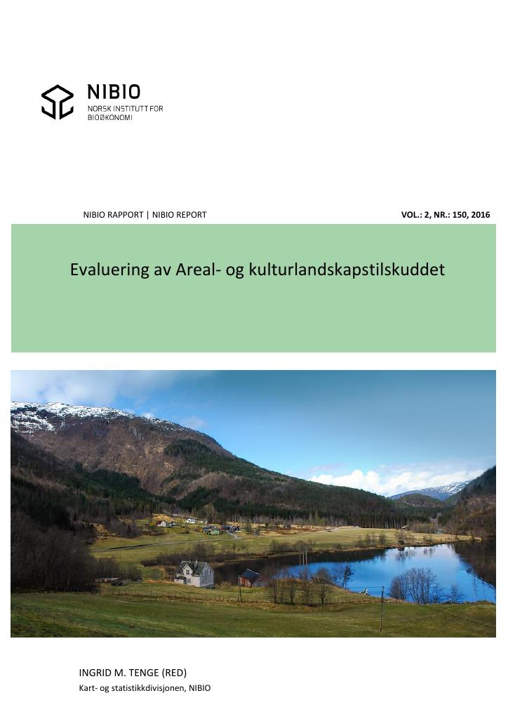 Forsiden av dokumentet Evaluering av Areal- og kulturlandskapstilskuddet