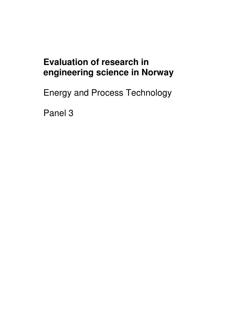 Forsiden av dokumentet Evaluation - Energy and Process Technology - Panel 3