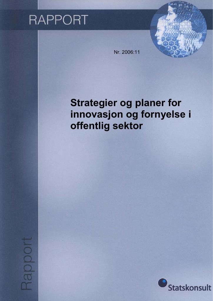 Forsiden av dokumentet Strategier og planer for innovasjon og fornyelse i offentlig sektor