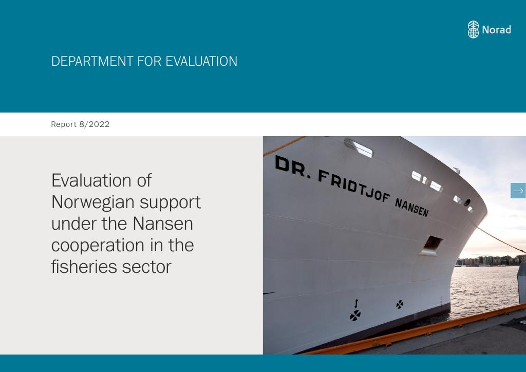 Forsiden av dokumentet Evaluation of Norwegian support under the Nansen cooperation in the fisheries sector