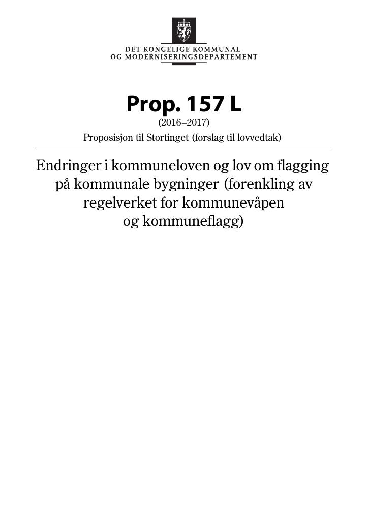 Forsiden av dokumentet Prop. 157 L (2016–2017)