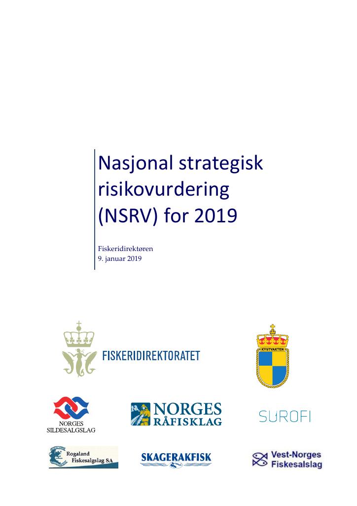 Forsiden av dokumentet Nasjonal strategisk risikovurdering (NSRV) for 2019