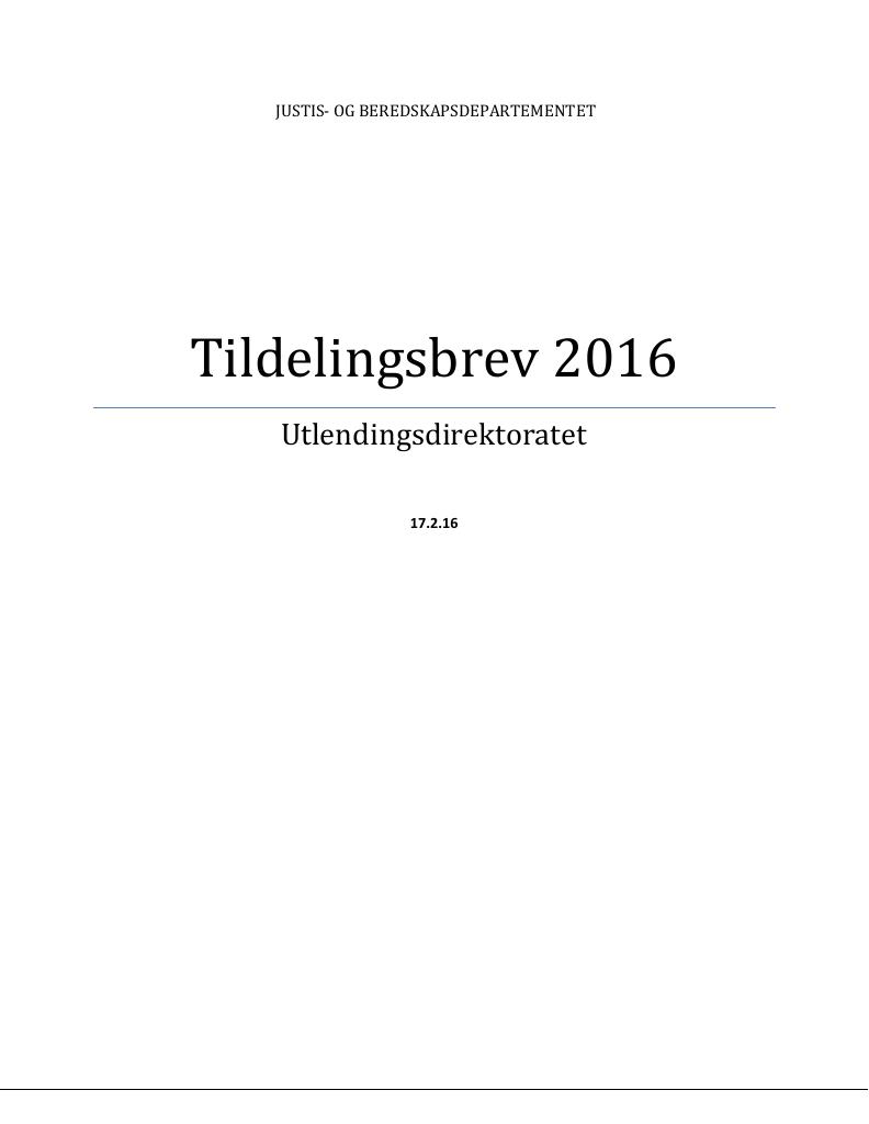 Forsiden av dokumentet Tildelingsbrev (PDF)