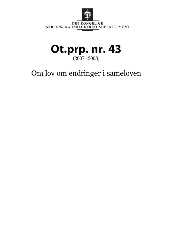 Forsiden av dokumentet Ot.prp. nr. 43 (2007-2008)