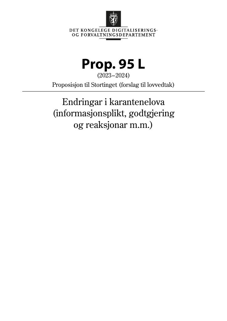 Forsiden av dokumentet Prop. 95 L (2023–2024)