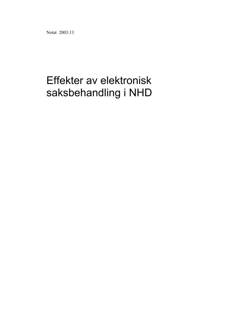 Forsiden av dokumentet Effekter av elektronisk saksbehandling i NHD