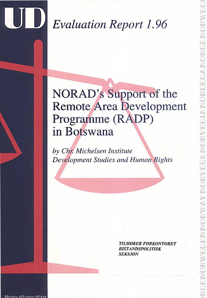 Forsiden av dokumentet NORAD's Support of the Remote Area Development Programme (RADP) in Botswana