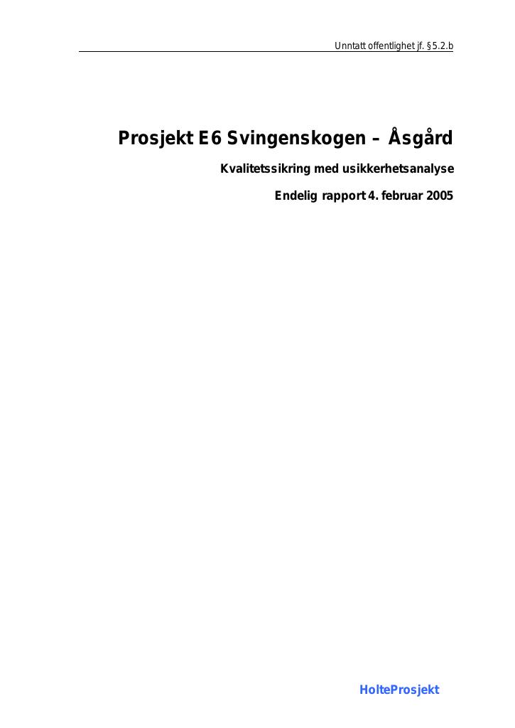 Forsiden av dokumentet E6 Svingenskogen - Åsgård