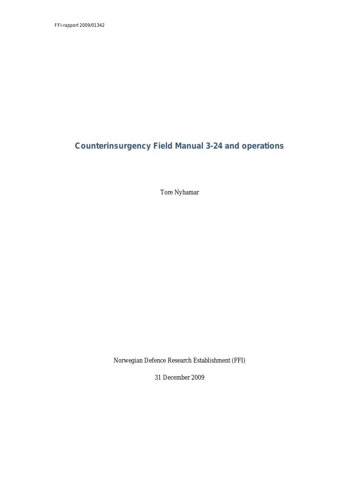 Forsiden av dokumentet Counterinsurgency Field Manual 3-24 and operations