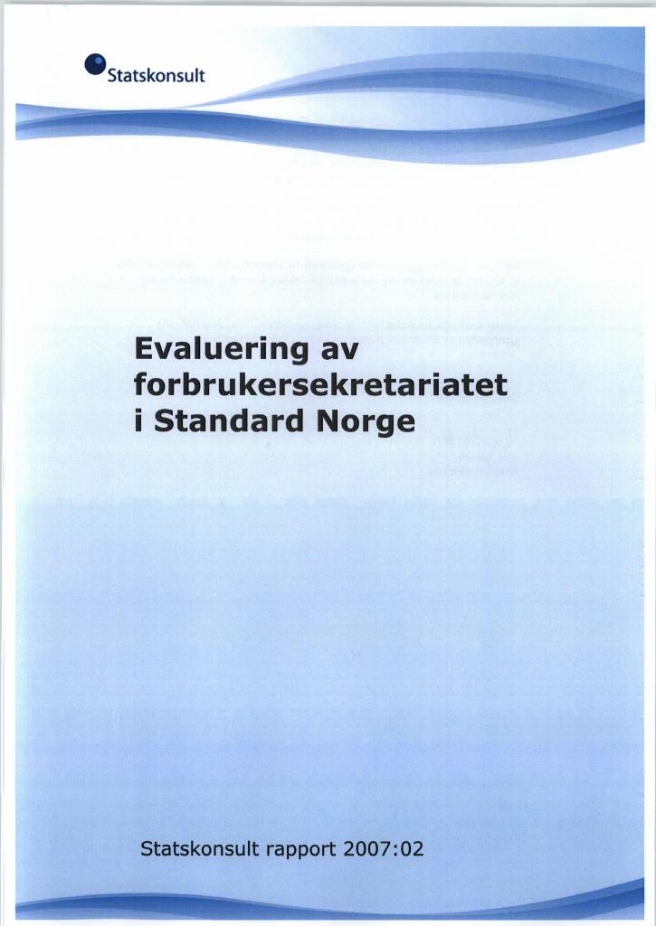Forsiden av dokumentet Evaluering av forbrukersekretariatet i Standard Norge