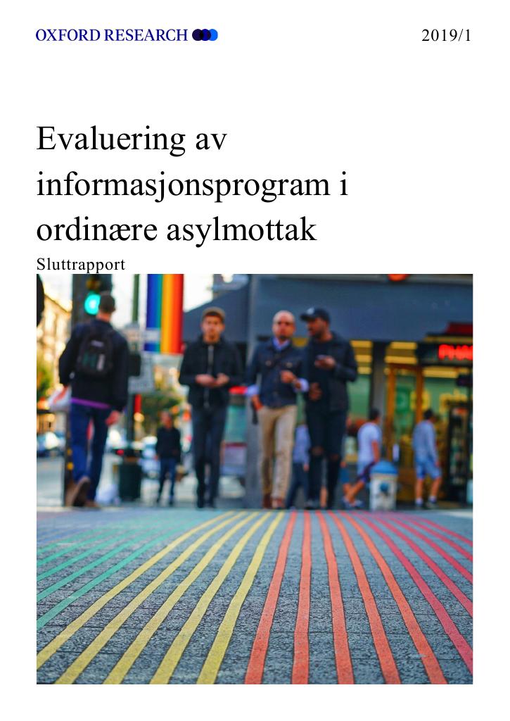 Forsiden av dokumentet Evaluering av informasjonsprogram i ordinære asylmottak