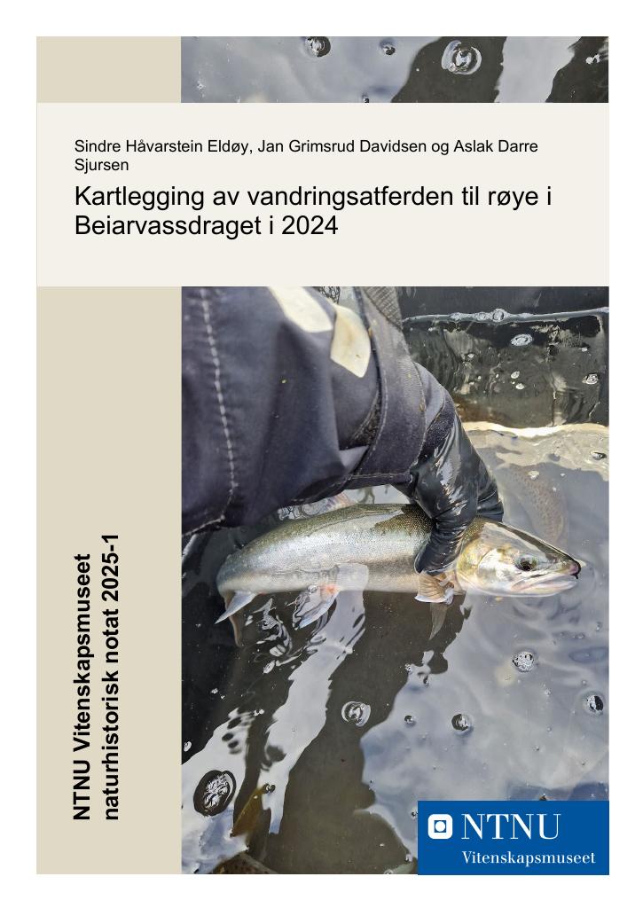 Forsiden av dokumentet Kartlegging av vandringsatferden til røye i Beiarvassdraget i 2024