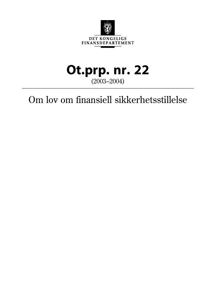 Forsiden av dokumentet Ot.prp. nr. 22 (2003-2004)