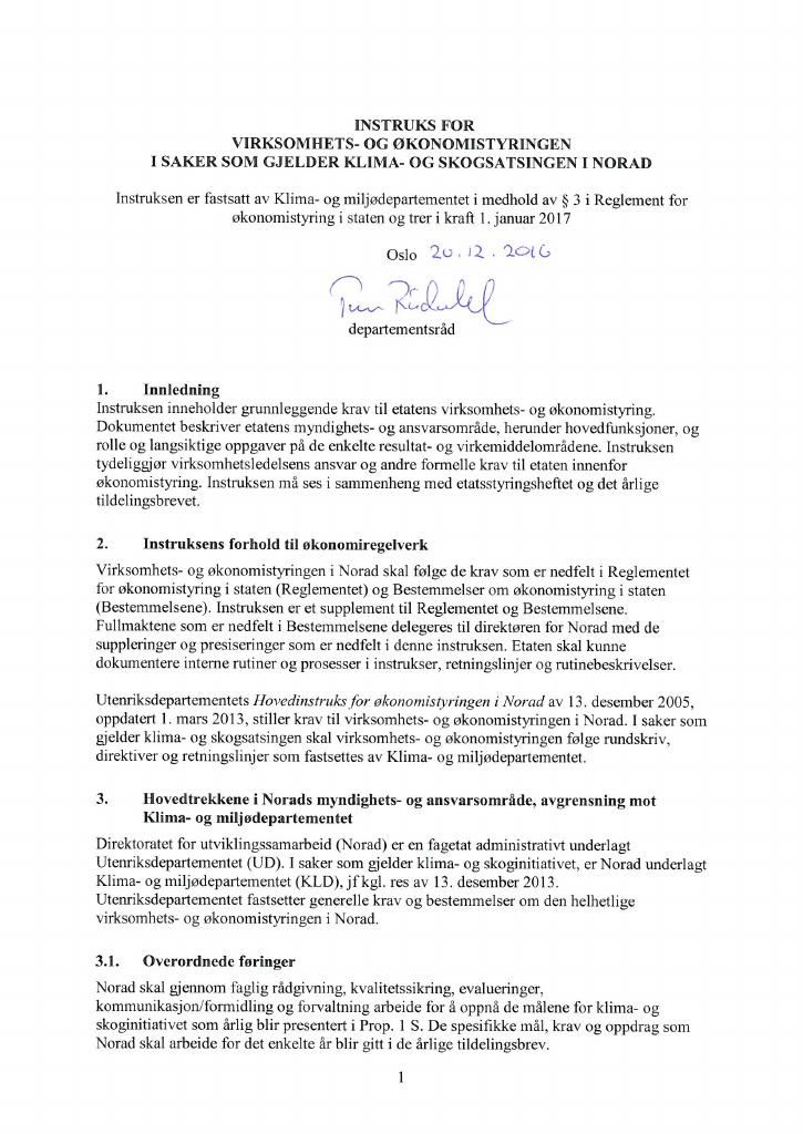 Forsiden av dokumentet Instruks NORAD 2017