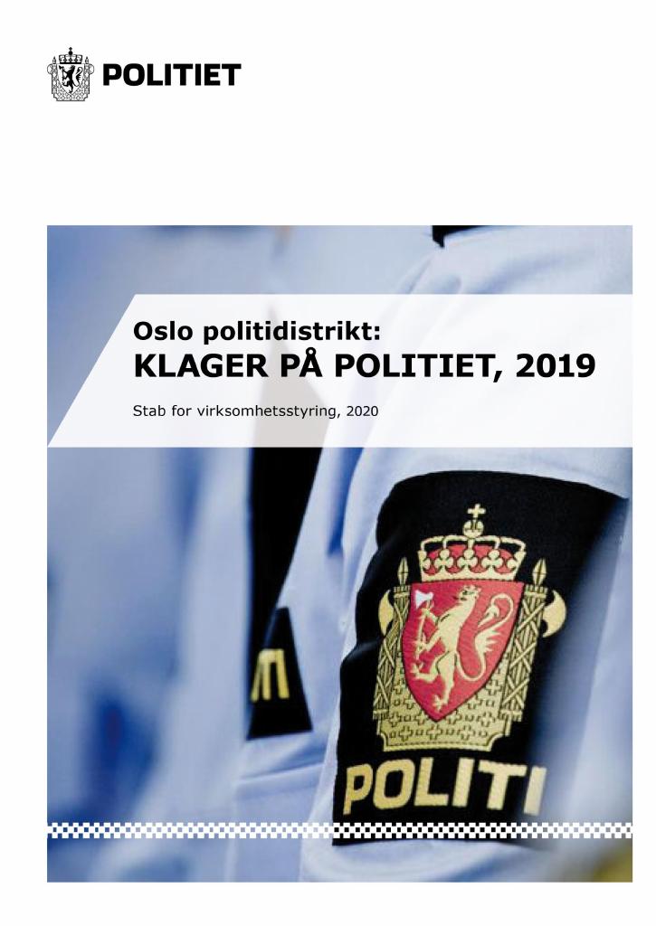 Forsiden av dokumentet Klagesaker 2019 Oslo politidistrikt