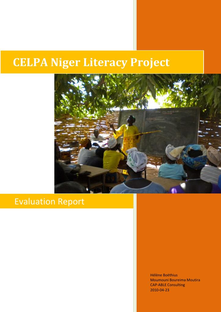 Forsiden av dokumentet CELPA Niger Literacy Project - Evaluation Report
