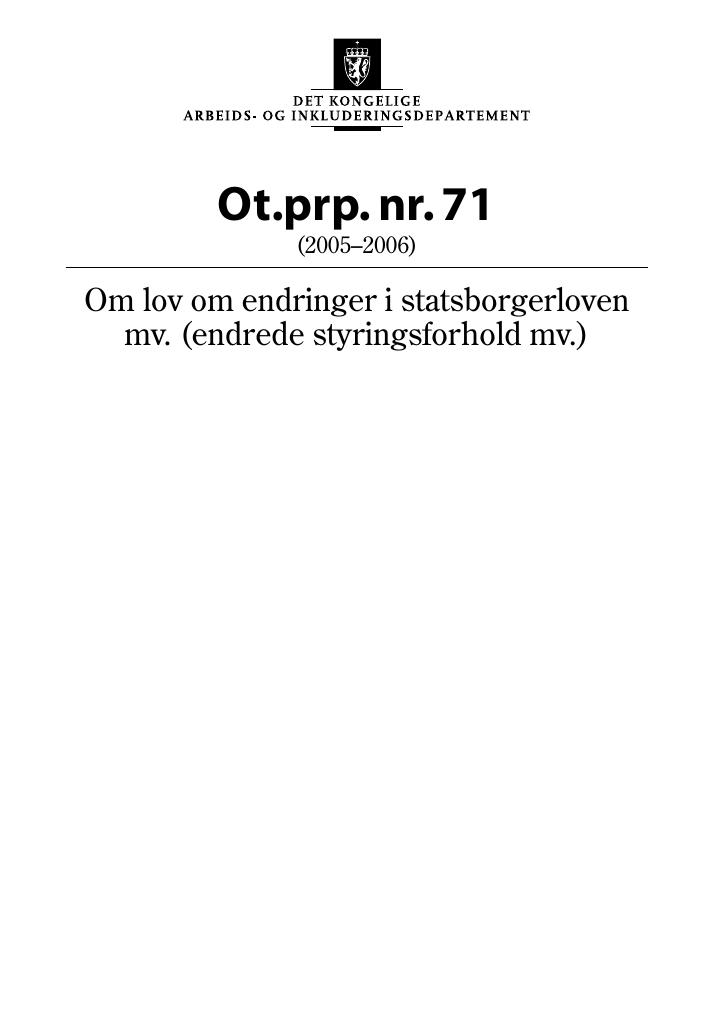 Forsiden av dokumentet Ot.prp. nr. 71 (2005-2006)