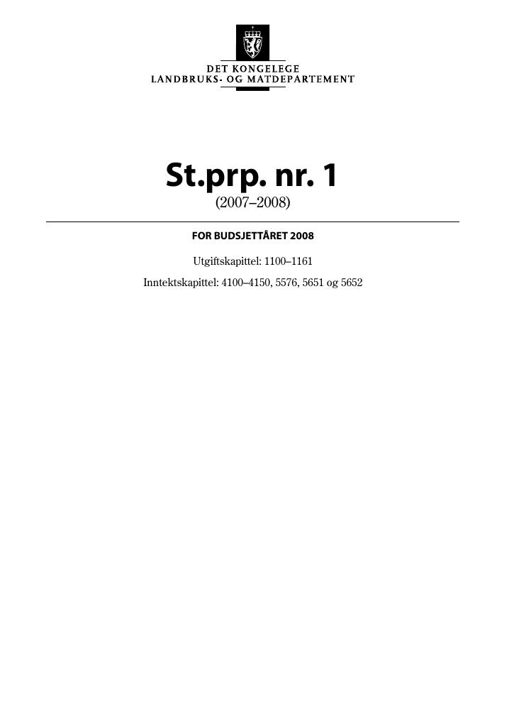 Forsiden av dokumentet St.prp. nr. 1 (2007-2008)