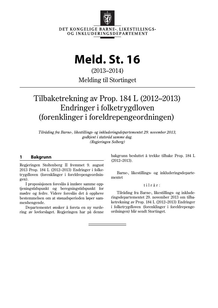 Forsiden av dokumentet Meld. St. 16 (2013–2014)