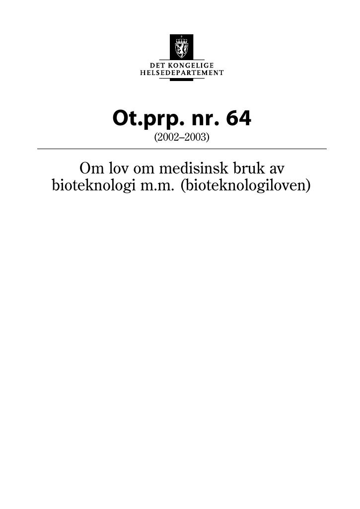 Forsiden av dokumentet Ot.prp. nr. 64 (2002-2003)