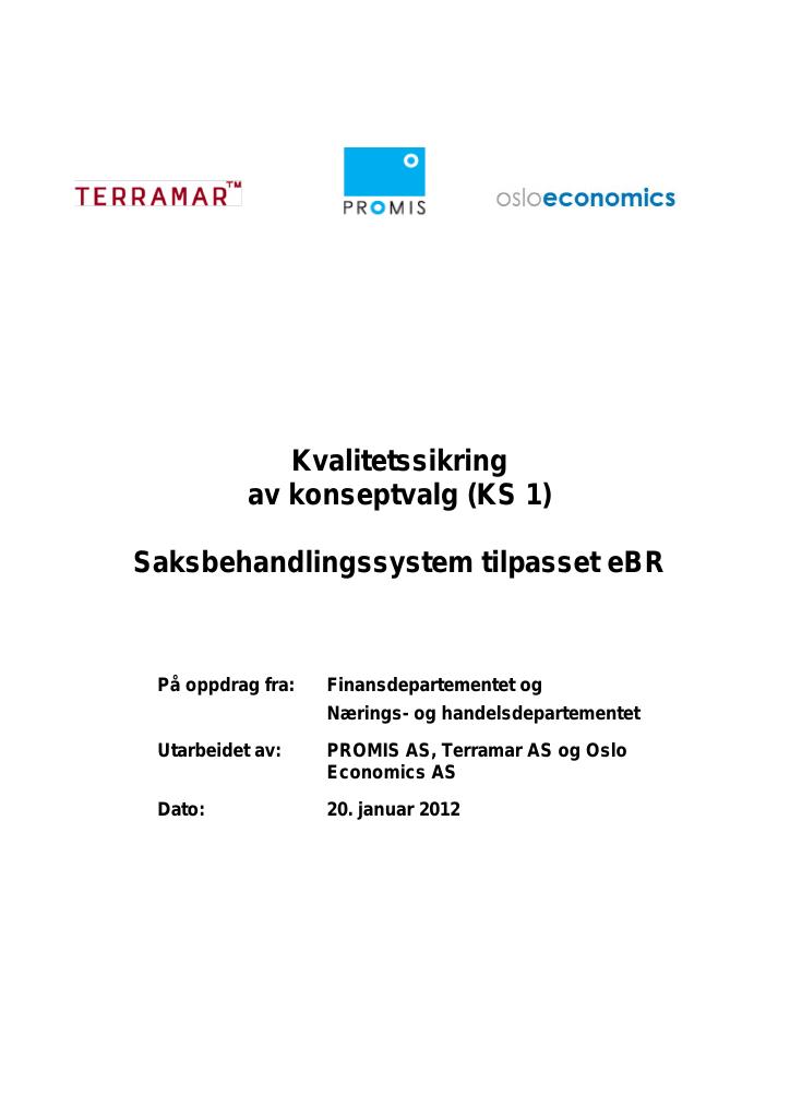 Forsiden av dokumentet Saksbehandlersystem tilpasset eBR