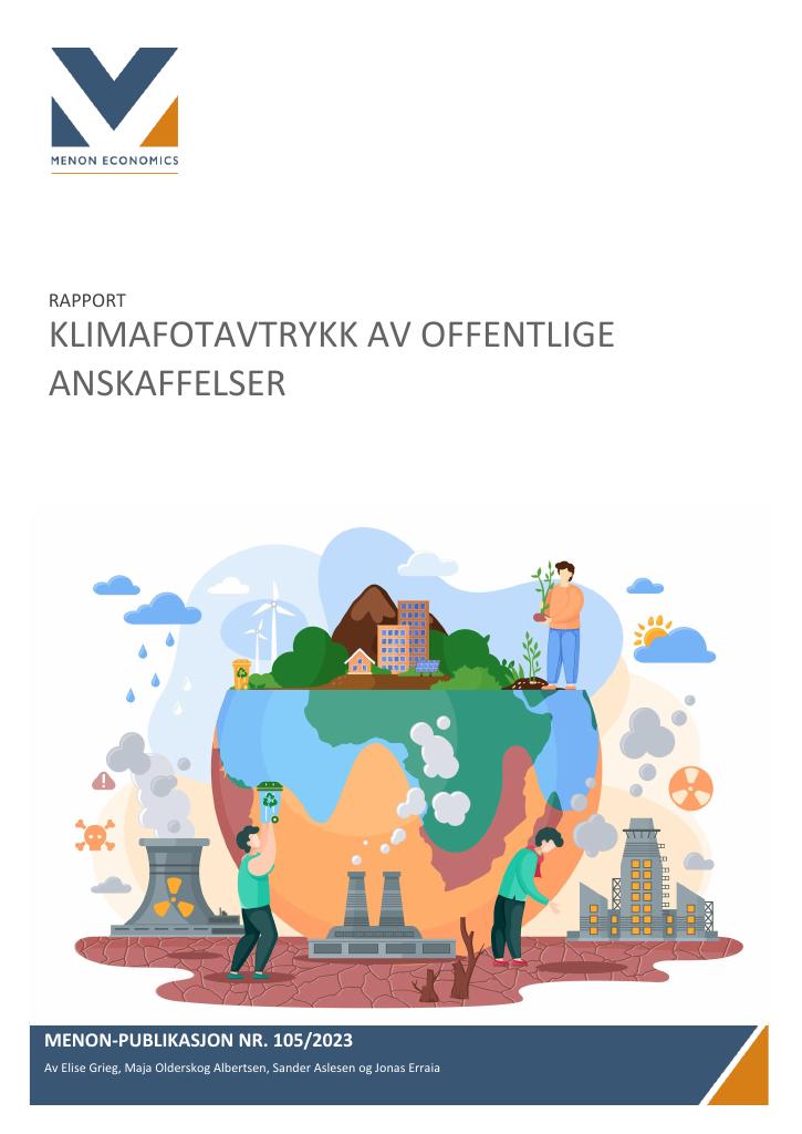 Forsiden av dokumentet Klimafotavtrykk av offentlige anskaffelser