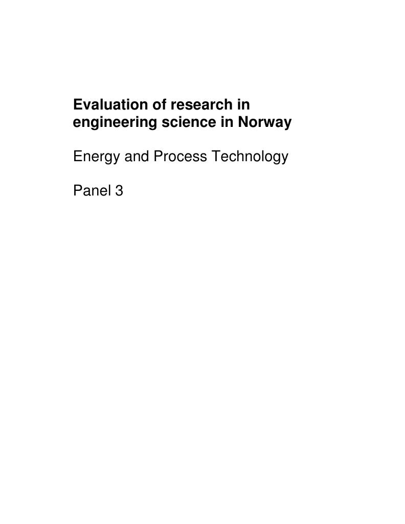 Forsiden av dokumentet Evaluation of Research in Engineering Science in Norway