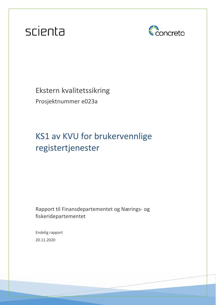 Forsiden av dokumentet Brukervennlige registertjenester