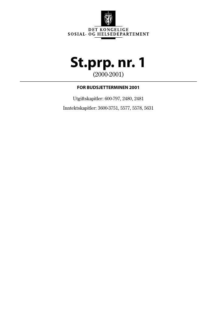 Forsiden av dokumentet St.prp. nr. 1 (2000–2001)