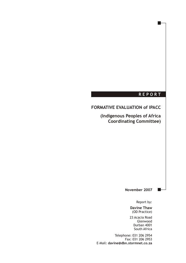 Forsiden av dokumentet Formative Evaluation of IPACC