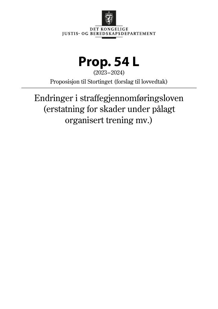 Forsiden av dokumentet Prop. 54 L (2023–2024)