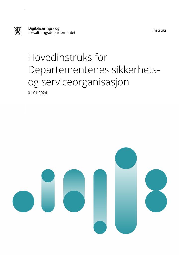 Forsiden av dokumentet Departementets instruks (pdf)