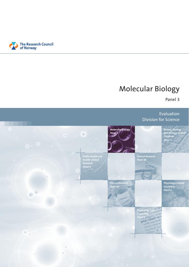 Forsiden av dokumentet Molecular Biology. Panel 3