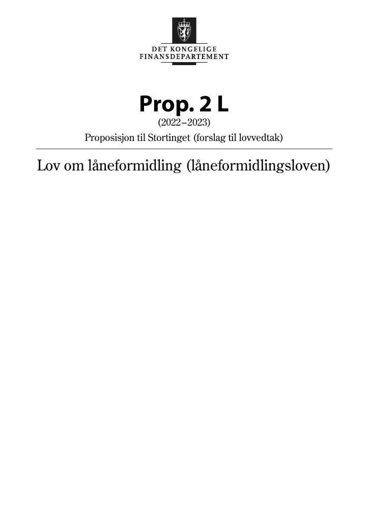 Forsiden av dokumentet Prop. 2 L (2022–2023)