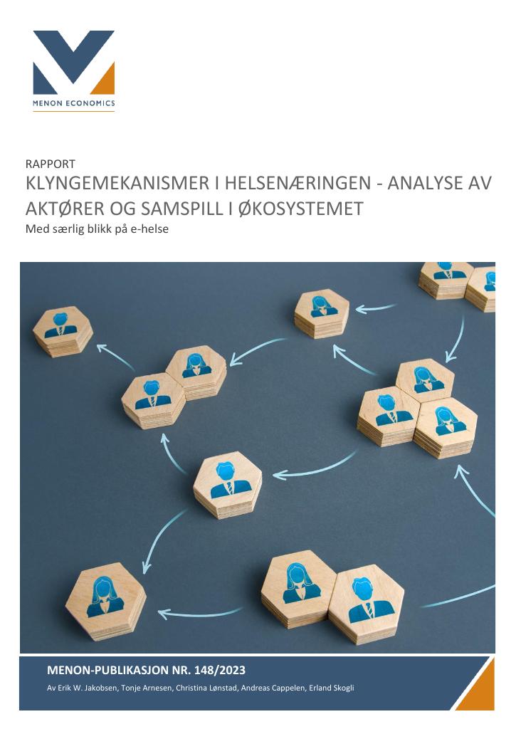 Forsiden av dokumentet Klyngemekanismer i helsenæringen - analyse av aktører og samspill i økosystemet